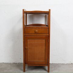 『karimoku』カリモク 電話台 TEL台 ファックス台 FAX台 飾棚 飾り棚 キャビネット 花台 ラタン 藤 RWmis68の画像