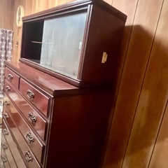 レトロ タンス 棚 8段 ラック 収納棚 ガラス扉棚分離可能の画像