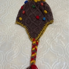 ベビー帽 Kids Foret ニット 耳当て 三つ編み 49cm 水玉の画像
