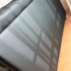 2人掛けソファ　黒　ニトリ　合皮　の画像