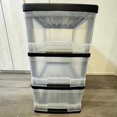 【差し上げます】3段チェスト 3組セット  クリアボックスの画像