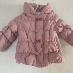 【美品】ピンク 中綿入りジャケット リボン付き 80の画像
