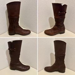 卑弥呼 本革ロングブーツ 濃茶 22.5の画像