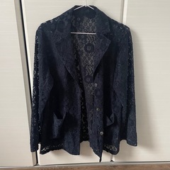 LOWRYS FARM ベロアレースシャツ ネイビー ジャケットの画像