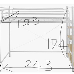 セミダブルロフトベッド宮付き階段付きの画像