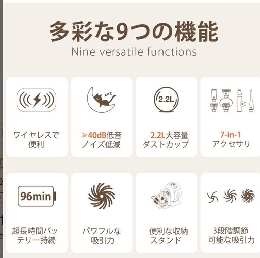 新品未使用✨️ペットバリカン 無線充電式 Petaboo 犬 静音 吸引 ペットグルーミング 猫 トリミング ペット用 ペット用掃除機