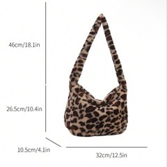 新品 大容量 レオパード ファー ショルダーバッグ 豹柄 トートバッグ ボアの画像