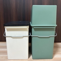 earthpiece ごみ箱 2個セット　ホワイト　グリーンの画像