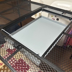 「美品」アウトドアテーブル バーベキュー テーブル 折りたたみ タフライト メッシュテーブル 高さ調節 コンロ設置対応 120×80cmの画像