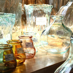 リサイクルガラス フラワーベース DIECIOCHO クリア 花瓶 大きい 透明 ガラス インテリア シンプル おしゃれ ヴィンテージ 風 84220の画像