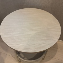 【美品】サイドテーブル 丸型 収納バスケット付きの画像