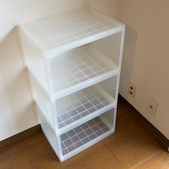 ポリプロピレン組立式ワゴン・キャスター付・３段 幅２９×奥行４１．５×高さ８３ｃｍ の画像