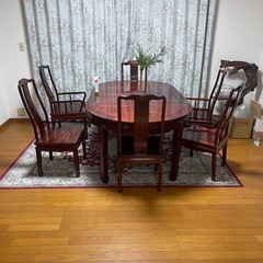 中国花梨ダイニングセットの画像