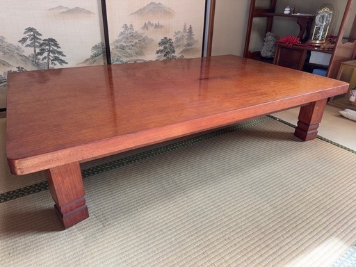 一枚板の机、座卓 (おたけ) みつわ台のテーブル《座卓、ローテーブル