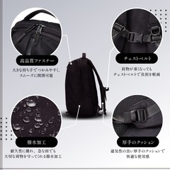 訳あり　ジム リュック20L (シューズ収納付) 撥水 黒　リュック　の画像