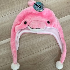 アニマル帽子のピンクイルカ未使用の画像