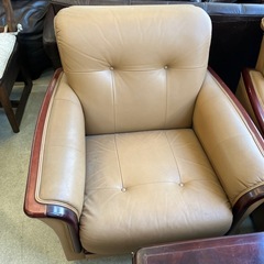 12/25まで店頭商品一部を除き半額クリスマスSALE!!開催中 　イ2512-229 応接間セット レザータイプ ライトブラウン キズ汚れ有り ※バラ売り不可の画像