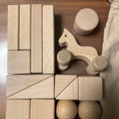 KOIDE x グランパパ 白木積み木セット 22ピース 日本製 granpapa 木製積み木 巾着袋付き　おかたづけ袋　日本製の画像