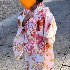 七五三3歳 オレンジ、ピンク系 2度着用 の画像