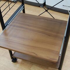 ニトリ レンジ台 幅49×奥行43×高さ134cm キャスター付き ダークブラウン レンジラック  札幌市 清田区 平岡の画像