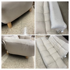 【ジモティー割引で最大15％OFF⭐️】肘付きカウチソファー　2人掛けソファー　ベージュの画像