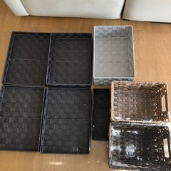 ニトリ　カゴ　ベージュ系の画像