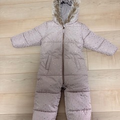 ピンク 星柄 ファー付きジャンプスーツ　95の画像