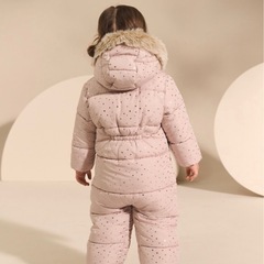 ピンク 星柄 ファー付きジャンプスーツ　95の画像