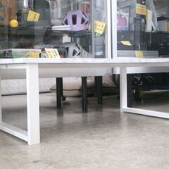 センターテーブル 90×45cm LT-4394 ホワイト系 大理石調 フリーテーブル ☆ 札幌市 北区 屯田 の画像