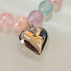 ⊰✿ハンドメイド✿⊱ ブレスレット 一点物 ハートチャーム 19cmの画像
