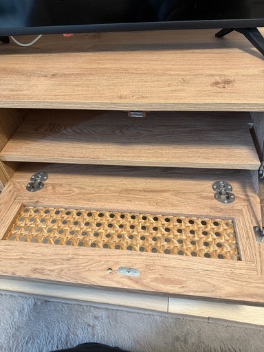 lowya テレビ台木目スチール脚140cm ラタン調TVボード (wa.) 伏石の