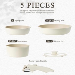 【美品】CAROTE カローテ フライパンセット 5点 IH/ガス対応 アイボリーの画像