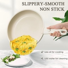 【美品】CAROTE カローテ フライパンセット 5点 IH/ガス対応 アイボリーの画像