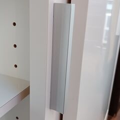 スライド式キャビネット　可動棚　収納　スリム　引き戸　スライドレール　戸棚　ホワイト　白　サイズ（約）幅120×奥30×高70　　■近隣配送無料 買取GO‼　栄和店の画像
