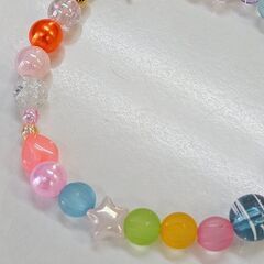 ⊰✿ハンドメイド✿⊱ カラフルビーズブレスレット 21cm 一点物の画像