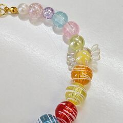 ⊰✿ハンドメイド✿⊱ カラフルビーズブレスレット 21cm 一点物の画像