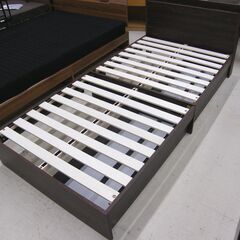 シングルベッド ブラウン 収納付き 引き出し付き マットレス 寝具 ベット 札幌市 厚別区の画像