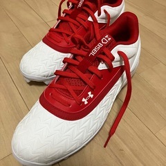 アンダーアーマー UAリードオフ ロー ラバーモールド3.0  野球 スパイクシューズ  : ホワイト×レッド の画像