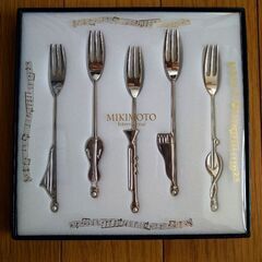 未使用 MIKIMOTO ミキモト 音符 楽器 パール付き スプーン/フォーク 各セット5本の画像
