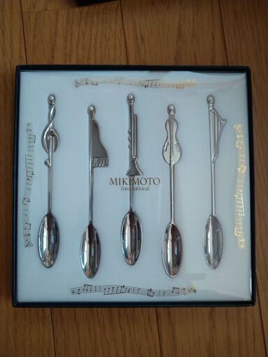 未使用 MIKIMOTO ミキモト 音符 楽器 パール付き スプーン/フォーク 各