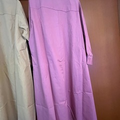 シャツワンピース　ピンク　ポケット付きの画像