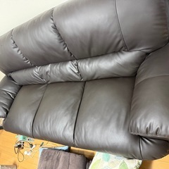 ニトリ　傷・汚れに強い 3人掛けソファ 合皮タイプ (ビット3KD Nシールド DBR)の画像