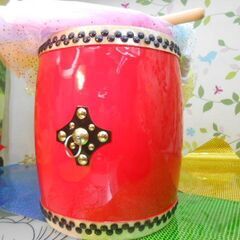 新品未使用12.980円　エイサー小太鼓24cm*31cm 撥付き　高級革の黄牛ですの画像