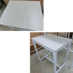 ダイニングセット 2人用 コンパクト 白木調 ニトリ 食卓3点セット ホワイトウォッシュ 省スペース シンプル 椅子 テーブル 札幌市 西野店の画像