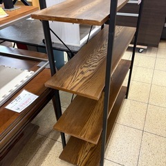 《リユースマン倉敷》オープンシェルフ 4段 ブラウン×ブラック 棚 オシャレの画像