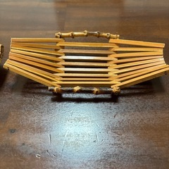 昭和レトロ　竹製おしぼりトレイ 2個セットの画像