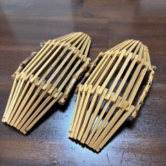 昭和レトロ　竹製おしぼりトレイ 2個セットの画像