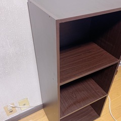 カラーボックス3段 ブラウン 粘着壁掛けフック１個付き 中古品 収納ボックス インテリア家具 3段ボックスの画像