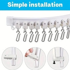 3m フレキシブルサイレントカーテントラック、グライダーとフック付きの画像