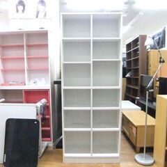 本棚 大型 幅76×奥29×高188 ホワイト 収納家具 多目的棚 棚 白 収納棚 札幌市厚別区 厚別店の画像